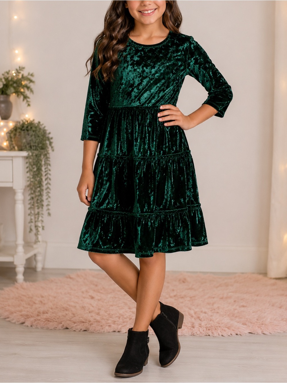 (0010) Girls: 10/12 Wonder Nation Velvet Dress- N7